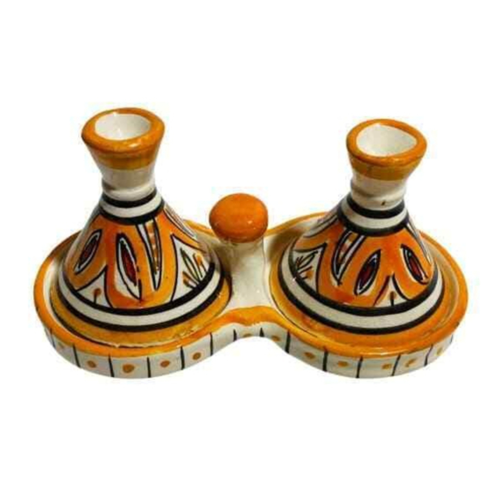 GGE "MELH ORANGE" TAGINE  Multi-Purpose SALT & PEPPER SMALL Moroccan Tajine
